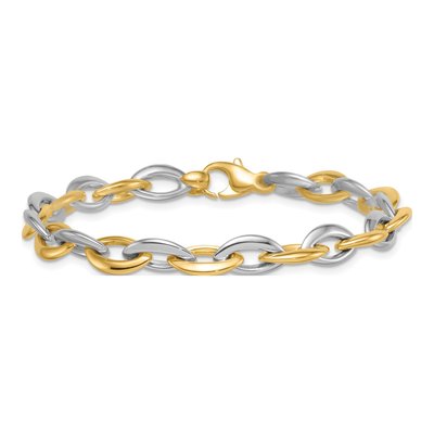 14K Two-Tone Gold Oval Link Bracelet – view 4