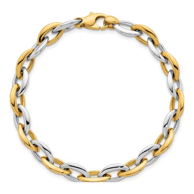 14K Two-Tone Gold Oval Link Bracelet – view 5