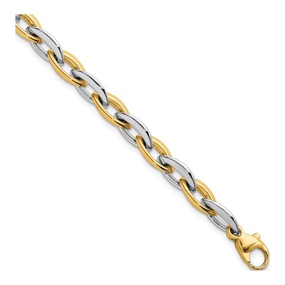 14K Two-Tone Gold Oval Link Bracelet