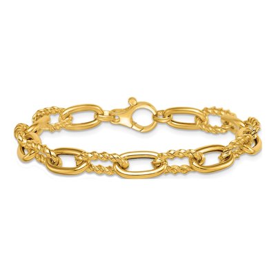 14K Yellow Gold 7.95mm Twisted Oval Fancy Link Chain Bracelet – view 4