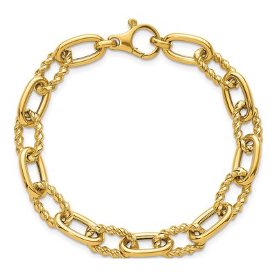 14K Yellow Gold 7.95mm Twisted Oval Fancy Link Chain Bracelet – view 5