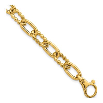 14K Yellow Gold 7.95mm Twisted Oval Fancy Link Chain Bracelet