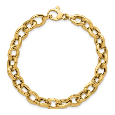14K Yellow Gold Oval Cable Link Bracelet – view 5