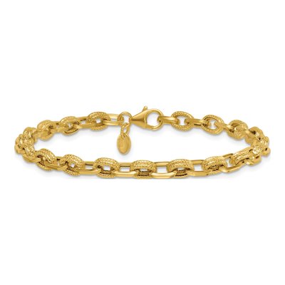 14K Yellow Gold 4.9mm Fancy Cable Link Chain Bracelet – view 4