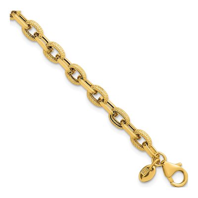 14K Yellow Gold 4.9mm Fancy Cable Link Chain Bracelet