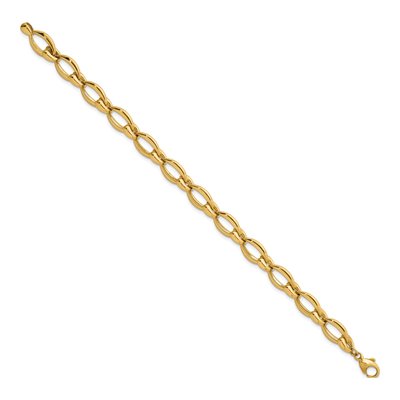14K Yellow Gold 8.6mm Round Oval Fancy Link Chain Bracelet – view 3