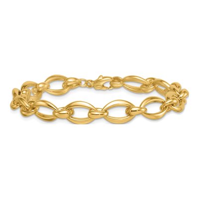 14K Yellow Gold 8.6mm Round Oval Fancy Link Chain Bracelet – view 4