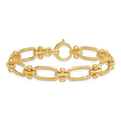 14K Yellow Gold 9mm Oval Fancy Link Chain Bracelet – view 4