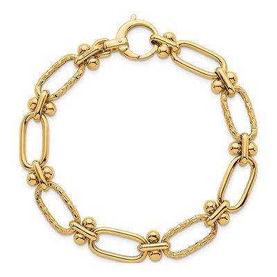 14K Yellow Gold 9mm Oval Fancy Link Chain Bracelet – view 5