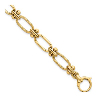 14K Yellow Gold 9mm Oval Fancy Link Chain Bracelet