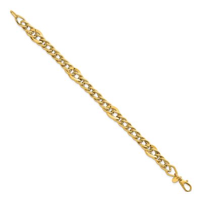 14K Yellow Gold 6.7mm Graduated Curb Link Chain Bracelet – view 3