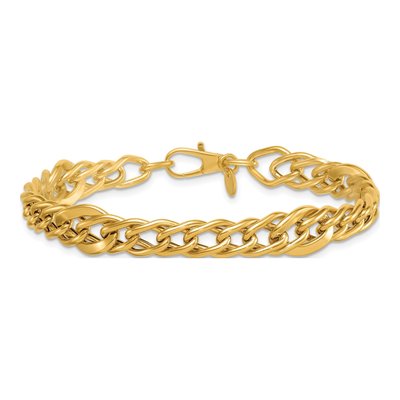 14K Yellow Gold 6.7mm Graduated Curb Link Chain Bracelet – view 4