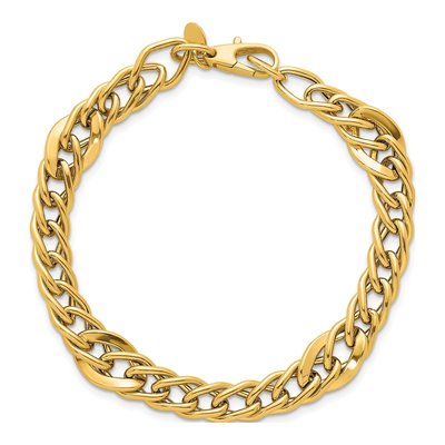 14K Yellow Gold 6.7mm Graduated Curb Link Chain Bracelet – view 5