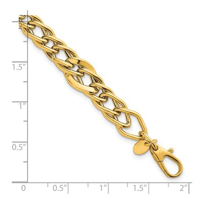 14K Yellow Gold 6.7mm Graduated Curb Link Chain Bracelet – view 6