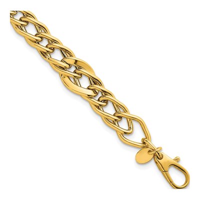 14K Yellow Gold 6.7mm Graduated Curb Link Chain Bracelet