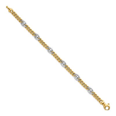 14K Two-Tone Gold Fancy Curb Bracelet – view 3