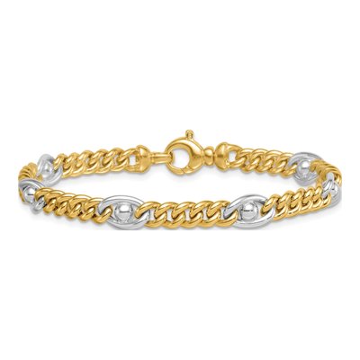 14K Two-Tone Gold Fancy Curb Bracelet – view 4