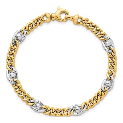 14K Two-Tone Gold Fancy Curb Bracelet – view 5