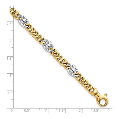 14K Two-Tone Gold Fancy Curb Bracelet – view 6