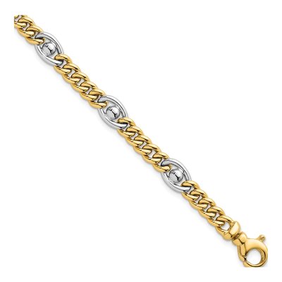 14K Two-Tone Gold Fancy Curb Bracelet