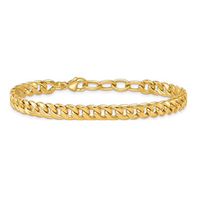 14K Yellow Gold 6.6mm Flat Curb Chain Bracelet – view 4