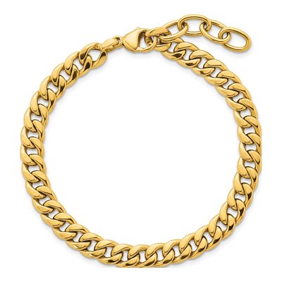 14K Yellow Gold 6.6mm Flat Curb Chain Bracelet – view 5