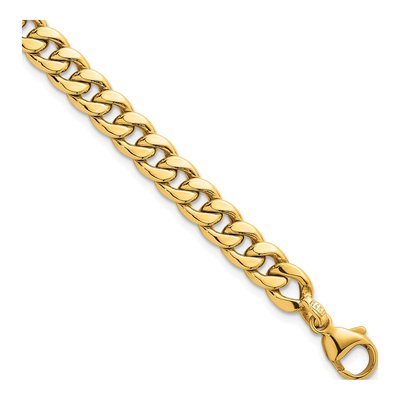14K Yellow Gold 6.6mm Flat Curb Chain Bracelet