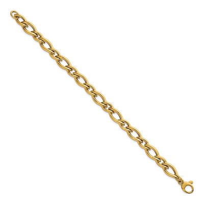 14K Yellow Gold 6.8mm 7.5-inch Twist Fancy Link Chain Bracelet – view 3