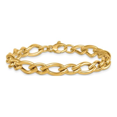 14K Yellow Gold 6.8mm 7.5-inch Twist Fancy Link Chain Bracelet – view 4