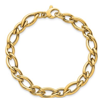 14K Yellow Gold 6.8mm 7.5-inch Twist Fancy Link Chain Bracelet – view 5
