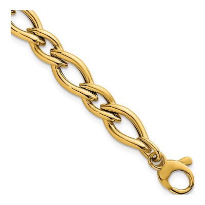 14K Yellow Gold 6.8mm 7.5-inch Twist Fancy Link Chain Bracelet