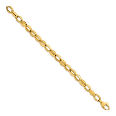 14K Yellow Gold 8.15mm Oval Cable Fancy Link Chain Bracelet – view 3