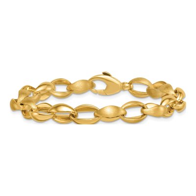 14K Yellow Gold 8.15mm Oval Cable Fancy Link Chain Bracelet – view 4