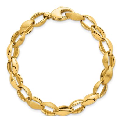 14K Yellow Gold 8.15mm Oval Cable Fancy Link Chain Bracelet – view 5