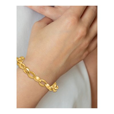 14K Yellow Gold 8.15mm Oval Cable Fancy Link Chain Bracelet – view 7
