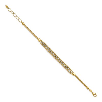 14K Two-Tone Gold 7mm Diamond-Cut Beaded Mesh Chain Bracelet – view 3