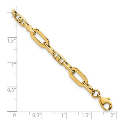 14K Yellow Gold 5.75mm Diamond-Cut Open Fancy Link Chain Bracelet – view 6