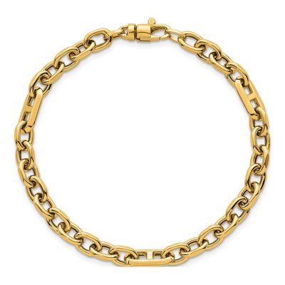 14K Yellow Gold 5.7mm Oval Anchor Chain Bracelet – view 5