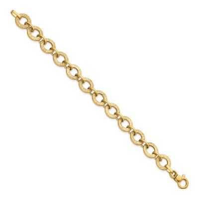 14K Yellow Gold 12mm Round Fancy Link Chain Bracelet – view 3