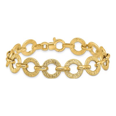 14K Yellow Gold 12mm Round Fancy Link Chain Bracelet – view 4