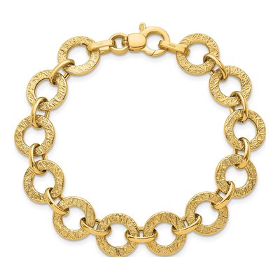 14K Yellow Gold 12mm Round Fancy Link Chain Bracelet – view 5
