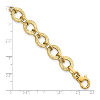 14K Yellow Gold 12mm Round Fancy Link Chain Bracelet – view 6