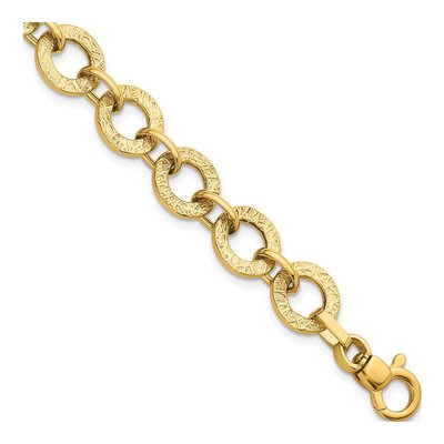 14K Yellow Gold 12mm Round Fancy Link Chain Bracelet