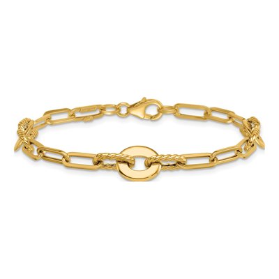 14K Yellow Gold 9.2mm Twisted Open Link Chain Bracelet – view 4