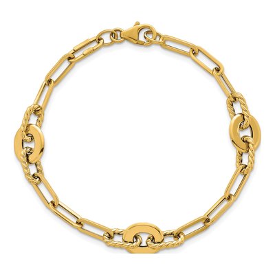 14K Yellow Gold 9.2mm Twisted Open Link Chain Bracelet – view 5