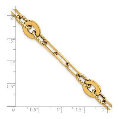 14K Yellow Gold 9.2mm Twisted Open Link Chain Bracelet – view 6