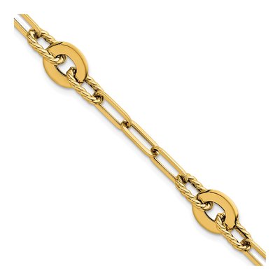 14K Yellow Gold 9.2mm Twisted Open Link Chain Bracelet