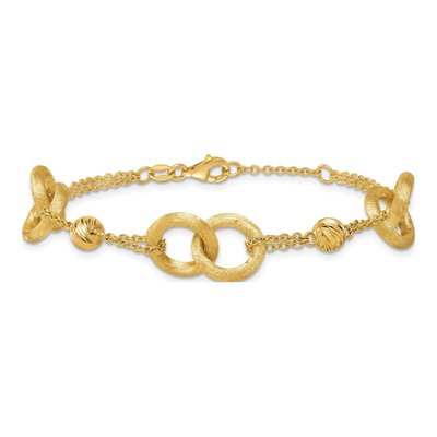 14K Yellow Gold 12.55mm Diamond-Cut Double Loop Link Chain Bracelet – view 4