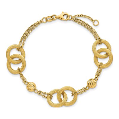 14K Yellow Gold 12.55mm Diamond-Cut Double Loop Link Chain Bracelet – view 5