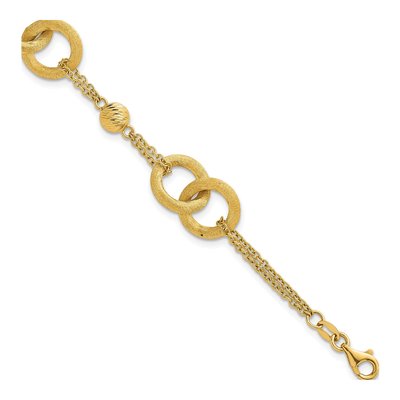 14K Yellow Gold 12.55mm Diamond-Cut Double Loop Link Chain Bracelet
